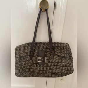 Brown zucca canvas shoulder Fendi bag